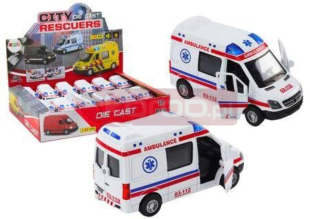 Ambulans karetka 1:32 światła dźwięk napęd biała
