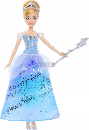 DISNEY KSIĘŻNICZKI LALKA KOPCIUSZEK Magiczna suknia balowa światła, dźwięk JBF94