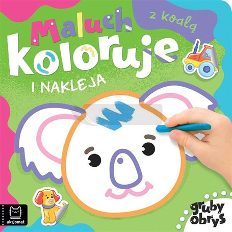 Maluch koloruje i nakleja z koalą. Gruby obrys