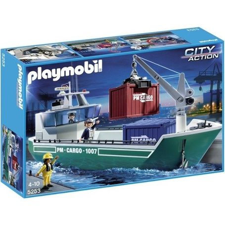 PLAYMOBIL Kontenerowiec z dźwigemprzeładunkowym