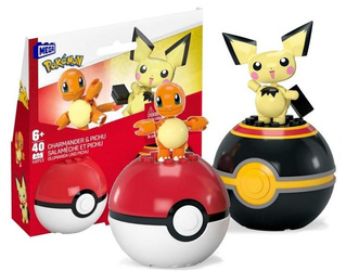 MEGA CONSTRUX KLOCKI 40 elementów POKEMON CHARMANDER I PICHU + 2 Pokeball HXP13