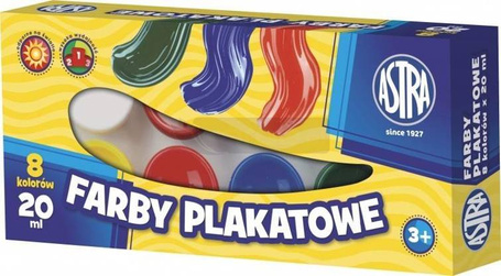 Farby Plakatowe 8 kolorów 20ml ASTRA