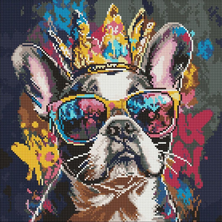 Diamentowa mozaika - Jasny buldog 40x40cm