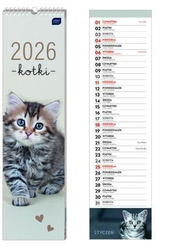 Kalendarz 2026 paskowy 13,5x50cm Koty