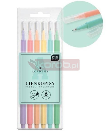 Cienkopisy pastelowe Academy 6 kolorów