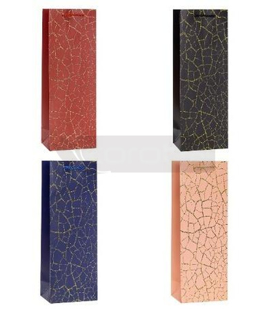 Torebka ozdobna na butelkę 12x36x9cm mix ROZETTE