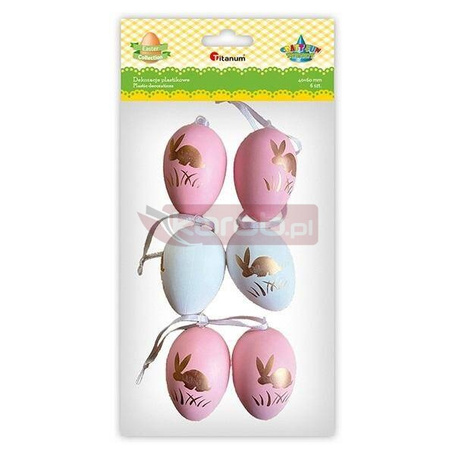 Zawieszki plastikowe jajka 40x60mm różowe 6szt