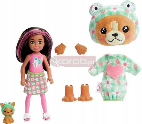 LALKA BARBIE CUTIE REVEAL CHELSEA W KOSTIUMIE PIESKA przebranego za żabkę HRK29