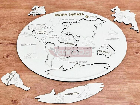 Mapa Świata kontynenty i oceany