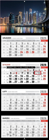 Kalendarz 2026 czterodzielny premium city