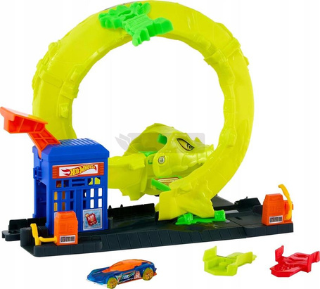 HOT WHEELS CITY ZESTAW Zakręcony tor węża + autko, dla dzieci +4 lata JBM63