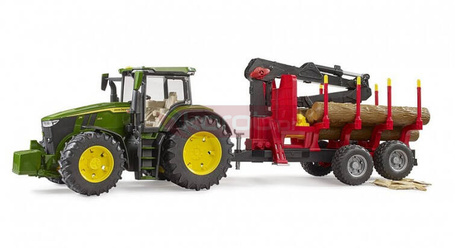 Traktor John Deere 7R 350 z przyczepą leśną