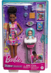 LALKA BARBIE SKIPPER OPIEKUNKA + KRZESEŁKO DO KARMIENIA z bobasem HTK34