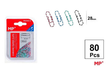 Spinacz biurowy 28mm 80szt kolorowe paski