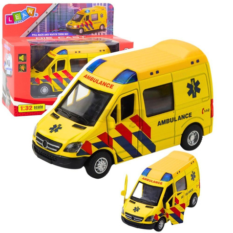 Karetka ambulans metalowy z napędem Pull Back