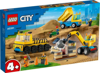 LEGO CITY 60391 CIĘŻARÓWKI I DŹWIG Z KULĄ WYBURZEN zestaw dla dzieci +4 lat