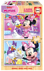 Puzzle drewniane 2x50 Myszka Minnie Daisy