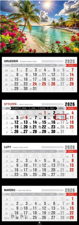 Kalendarz 2026 czterodzielny premium Malediwy