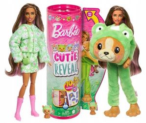 BARBIE CUTIE REVEAL LALKA W KOSTIUMIE PIESKA przebranego za ŻABKĘ + piesek HRK24