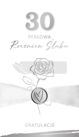 Karnet Rocznica Ślubu 30 - perłowa