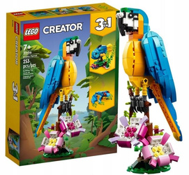 LEGO CREATOR 31136 Egzotyczna papuga 3w1 rybka, zestaw klocków +7 lat