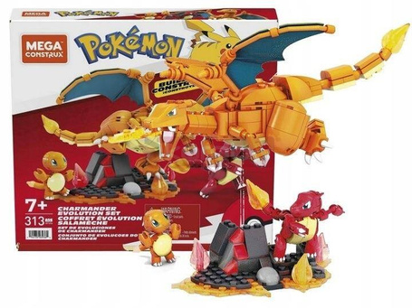 MEGA CONSTRUX KLOCKI 313 el POKEMON CHARMANDER EWOLUCJA HFG06