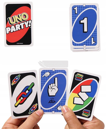 GRA KARTY UNO PARTY oryginalne kultowe karty Uno, gra imprezowa JJV58