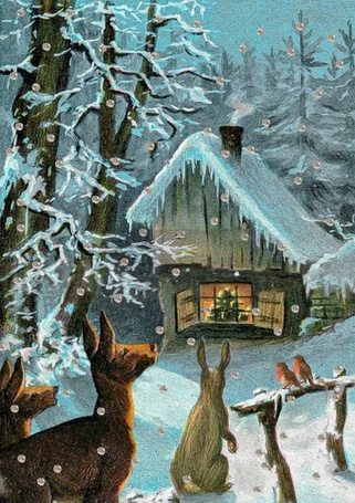 Karnet B6 brokat z kopertą Święta Zwierzaki