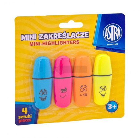 Mini zakreślacze 4 kolory ASTRA