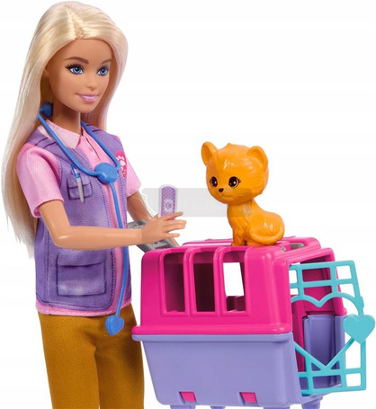 LALKA BARBIE RATOWNICZKA ZWIERZĄT zestaw z małpką i tygryskiem HRG50