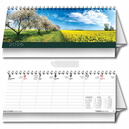 Kalendarz 2026 biurkowy poziomy