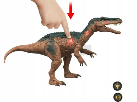 JURASSIC WORLD EPIC ATTACK DINOZAUR 38cm Baryonyx ze światłem, dźwiękiem HTP68