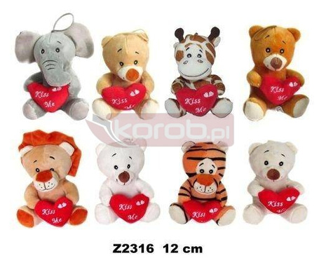 Zwierzęta z sercem 12cm MIX