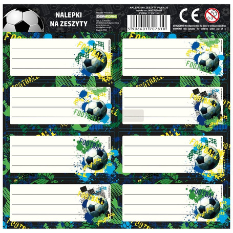 Nalepki na zeszyty Piłka 20 (25szt) DERFORM