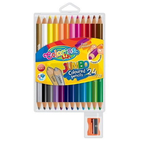 Kredki ołówkowe okrągłe dwukolorowe Jumbo 12/24 Colorino