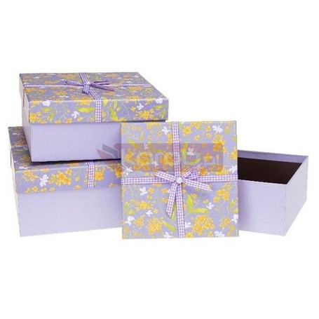 Pudełko prezentowe z kokardą 3szt fiolet ROZETTE