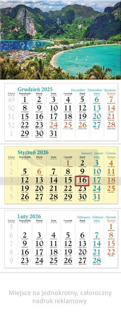 Kalendarz 2026 ścienny trójdzielny Wakacje