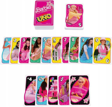 GRA KARTY UNO BARBIE THE MOVIE oryginalne kultowe karty firmy Mattel HPY59