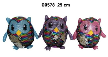 Sowa cekiny 25cm MIX