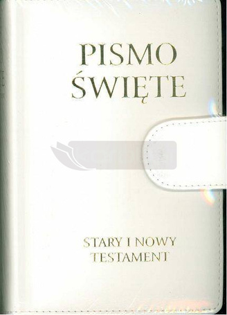 Pismo Święte ST i NT małe białe z zapięciem