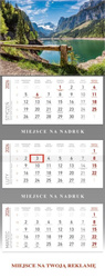 Kalendarz 2026 ścienny trójdzielny Górskie jezioro