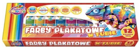 Farby plakatowe w tubie 12 kolorów 30ml