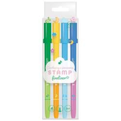 Cienkopis z pieczątką 2w1 4 kolory