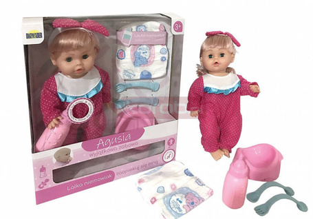 Lalka Agusia Różowa piżamka w kropki