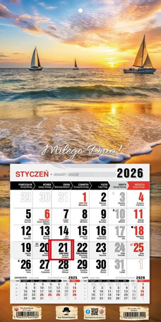 Kalendarz 2026 jednodzielny mini morze