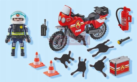 PLAYMOBIL ACT!ON HEROES 71466 MOTOCYKL STRAŻY POŻARNEJ NA MIEJSCU WYPADKU