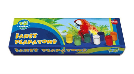 Farby plakatowe 12 kolorów 20ml MONA