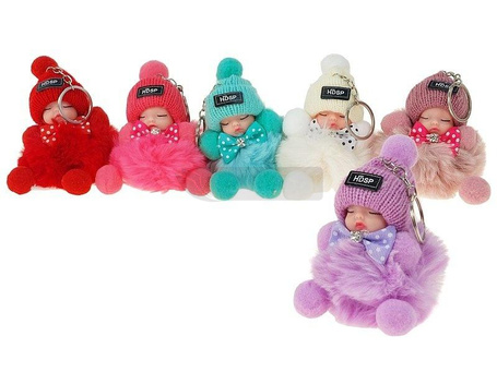 Brelok pluszowy laleczka, kulka 11x7x7cm MIX