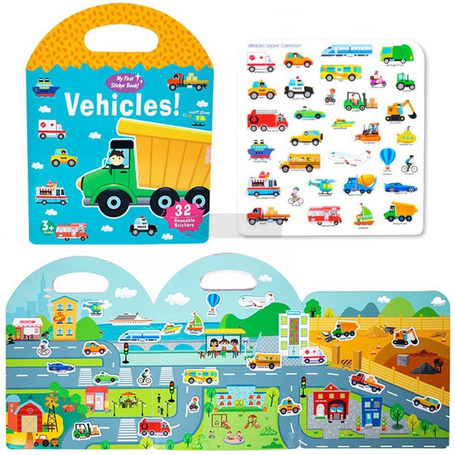 Książeczka z naklejkami pojazdy