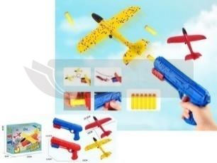 Pistolet + samolot + strzałki 6szt mix